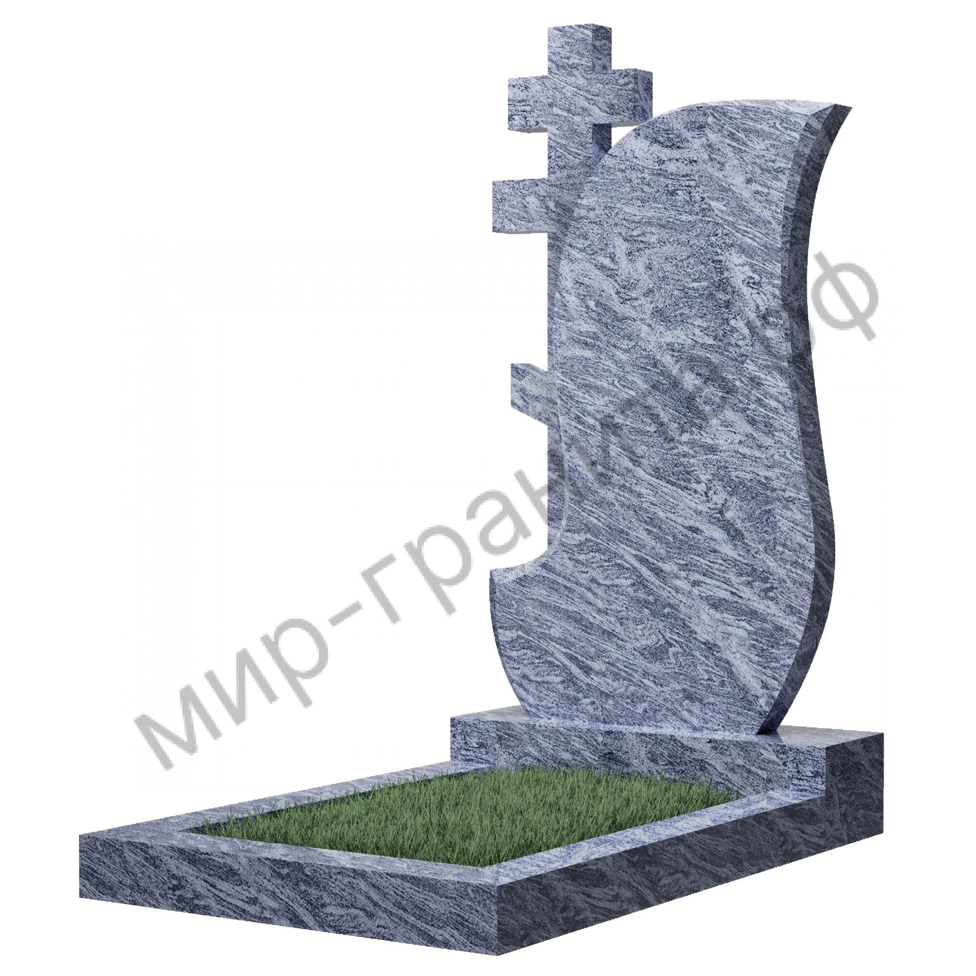 Памятник №77 резной вертикальный 1100*600*70 (Индия, голубой К10)