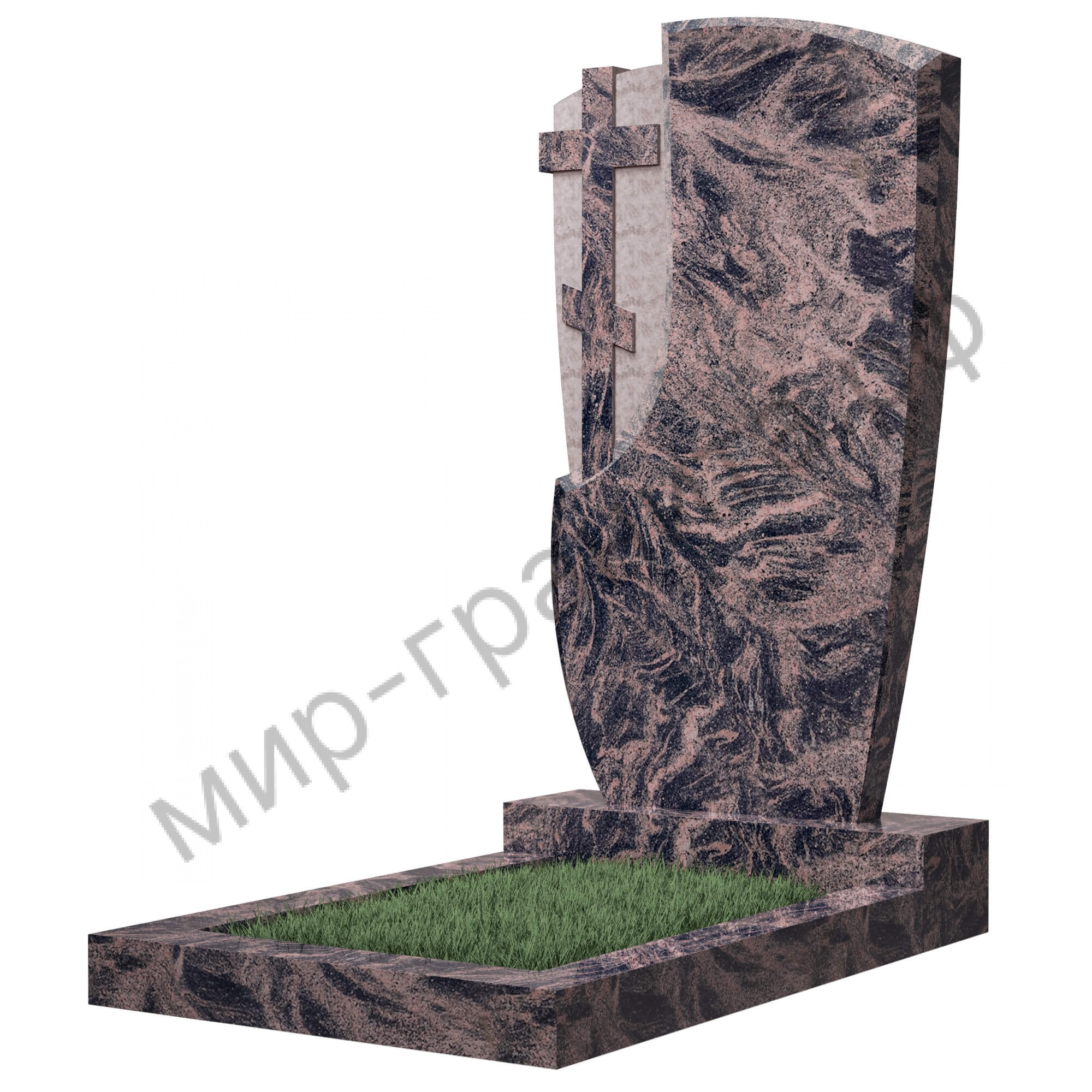 Памятник №75 резной вертикальный 1100*600*70 (Индия, коричневый К11)