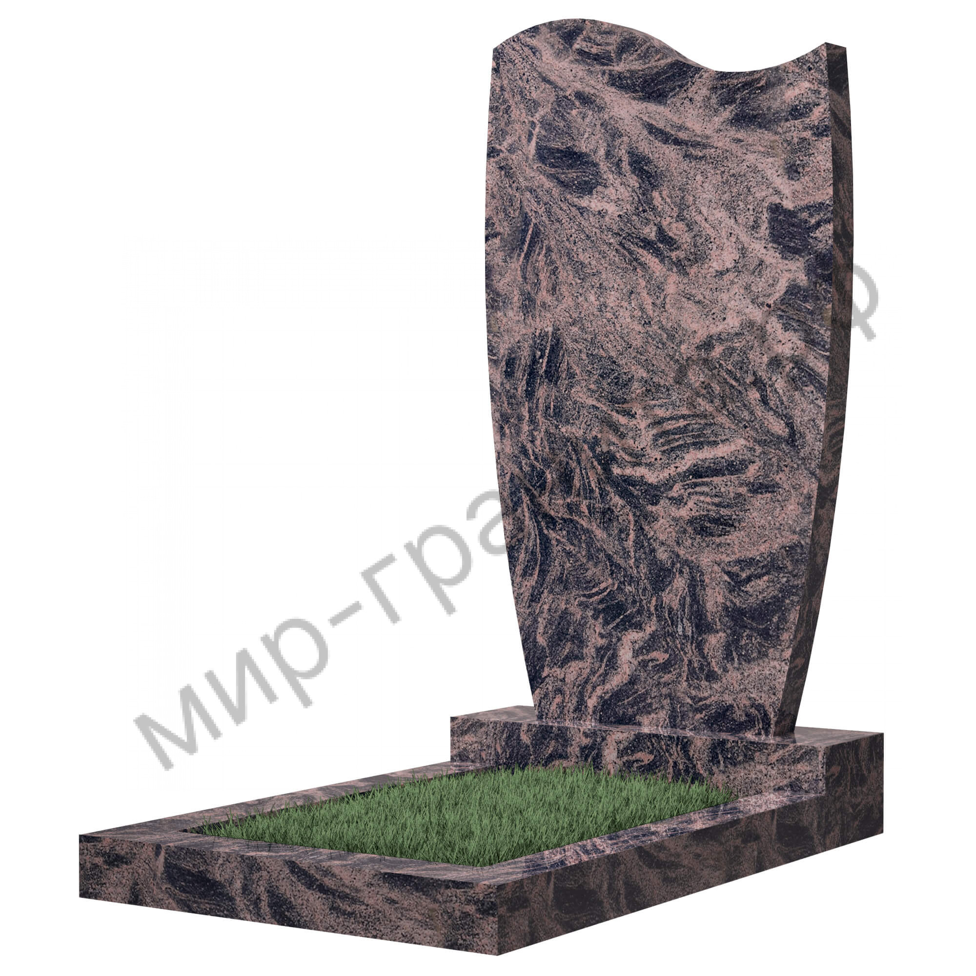 Памятник №42 резной вертикальный 1100*600*70 (Индия, коричневый К11)