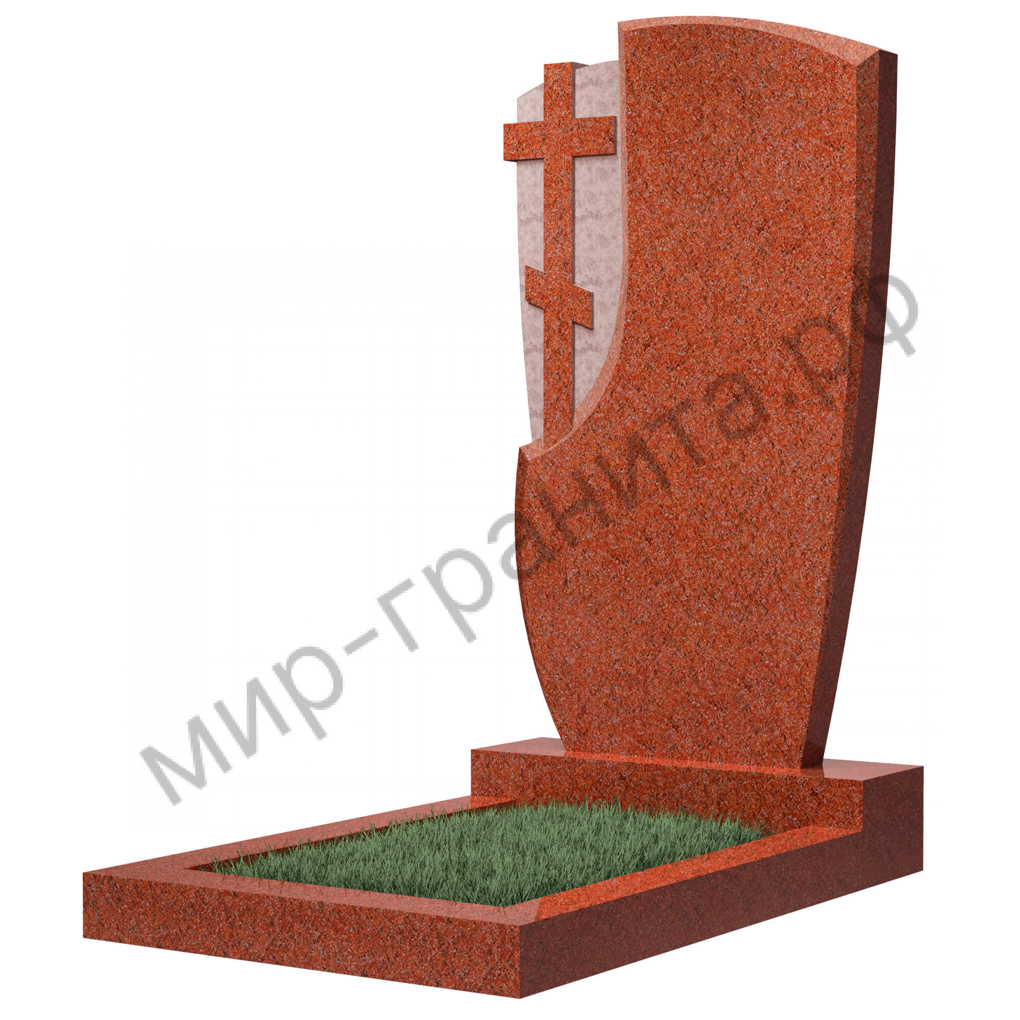 Памятник №75 резной вертикальный 1100*600*70 (Индия, красный К05)