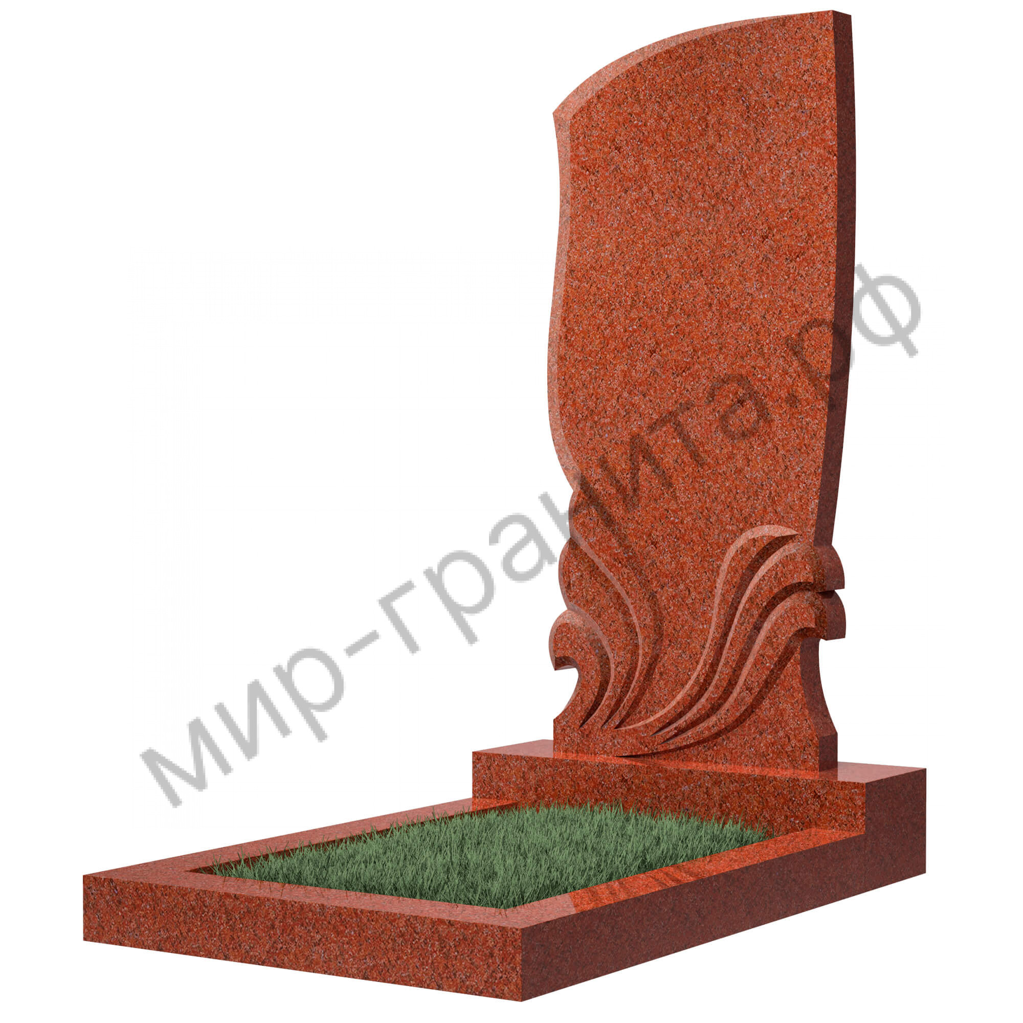 Памятник №35 резной вертикальный 1100*500*70 (Индия, красный К05)