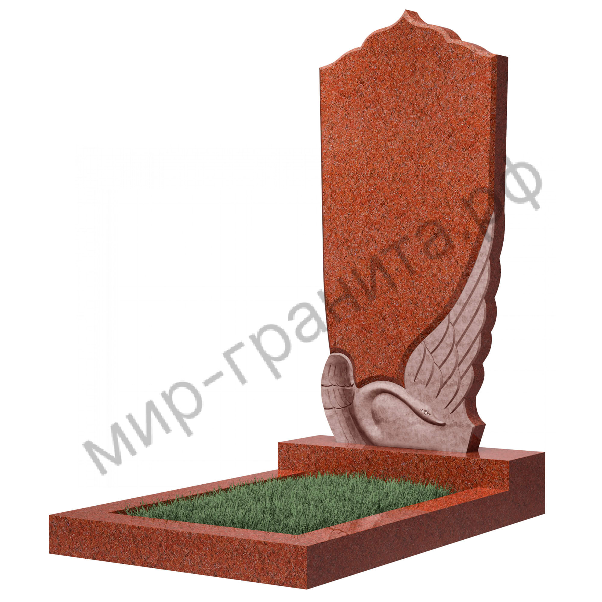 Памятник №49Е резной вертикальный 1100*500*70 (Индия, красный К05)
