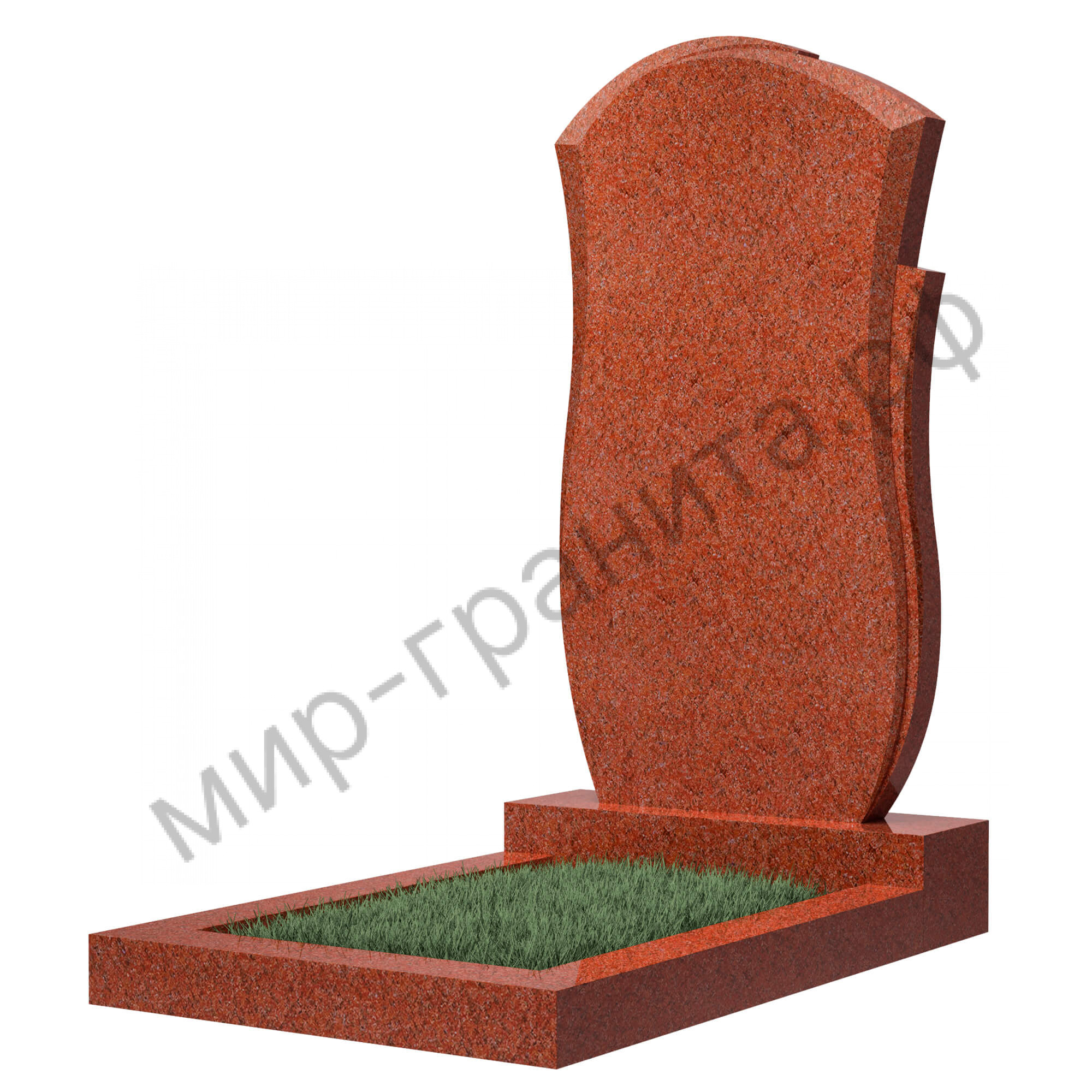 Памятник №80 резной вертикальный 1100*600*70 (Индия, красный К05)
