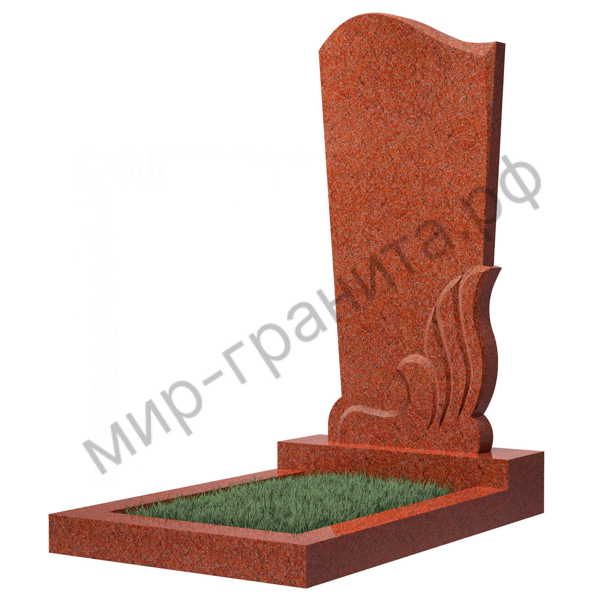 Памятник №33 резной вертикальный 1100*500*70 (Индия, красный К05)