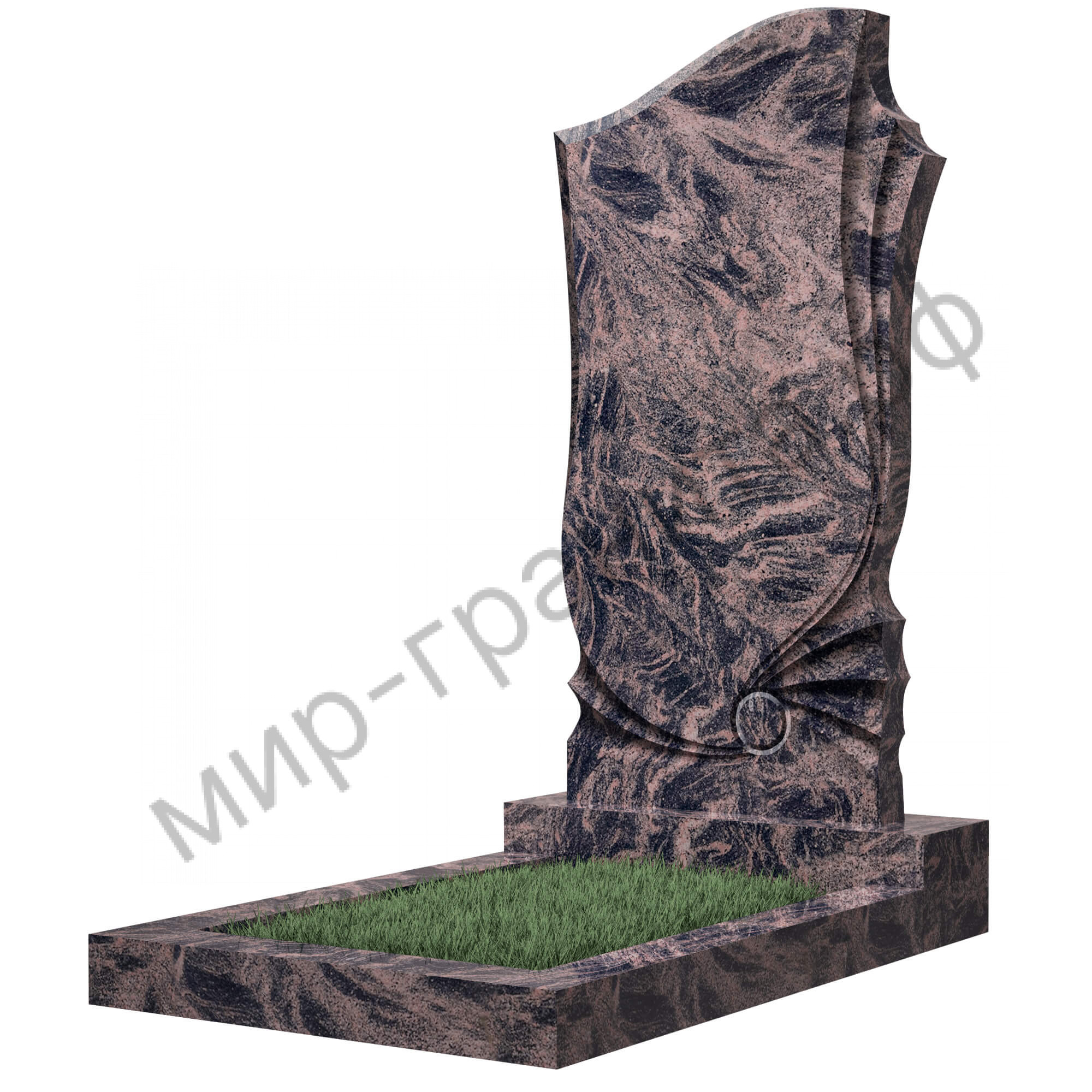 Памятник №57 резной вертикальный 1100*600*70 (Индия, коричневый К11)