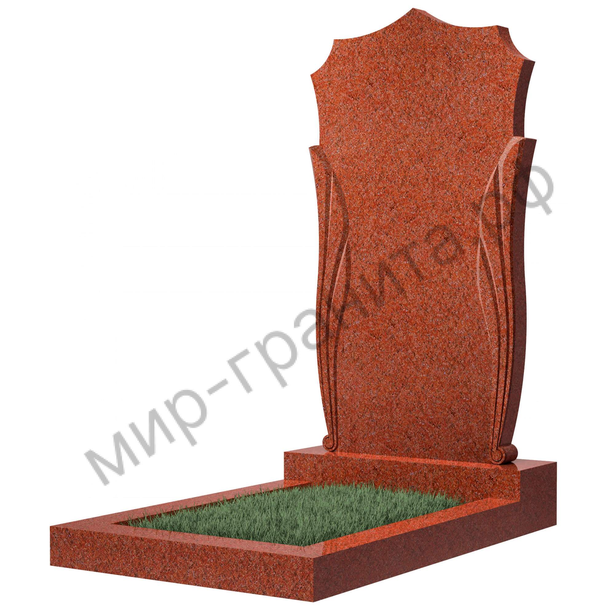 Памятник №44 резной вертикальный 1100*600*70 (Индия, красный К05)