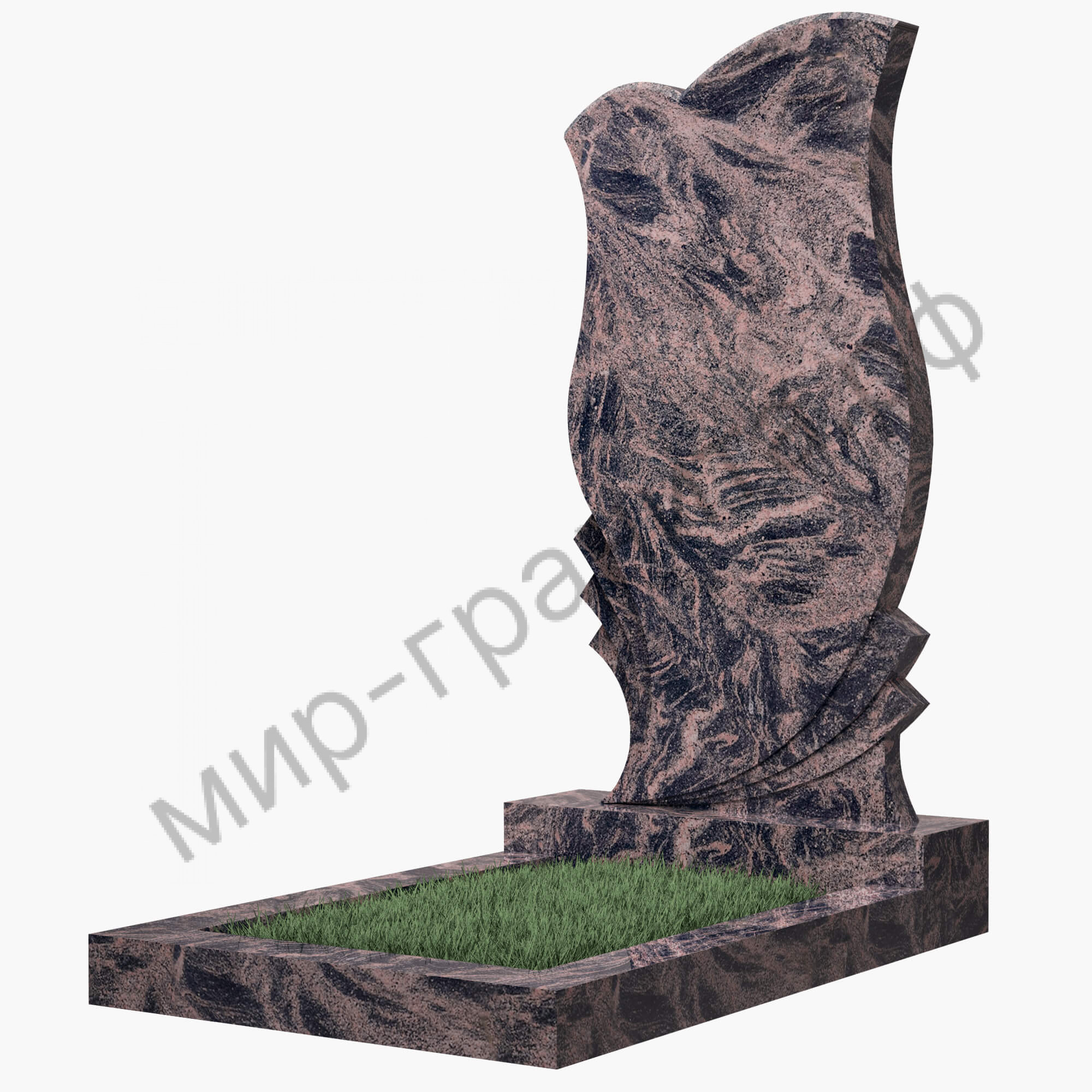 Памятник №53 резной вертикальный 1100*550*70 (Индия, коричневый К11)