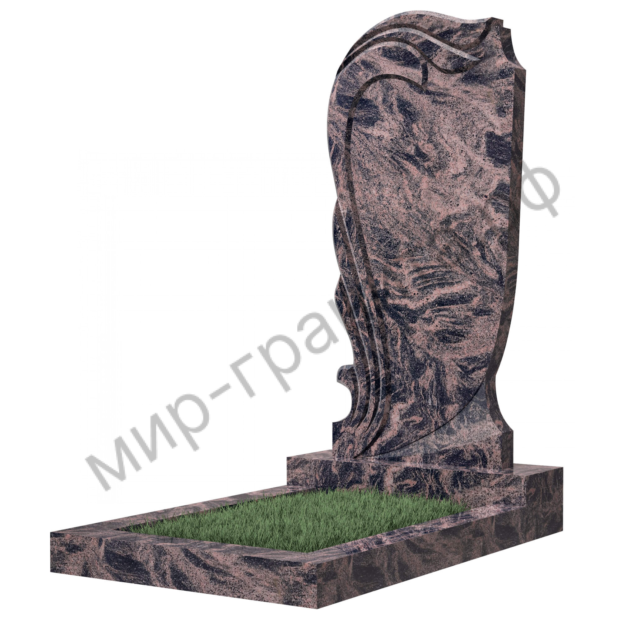 Памятник №38 резной вертикальный 1100*500*70 (Индия, коричневый К11)