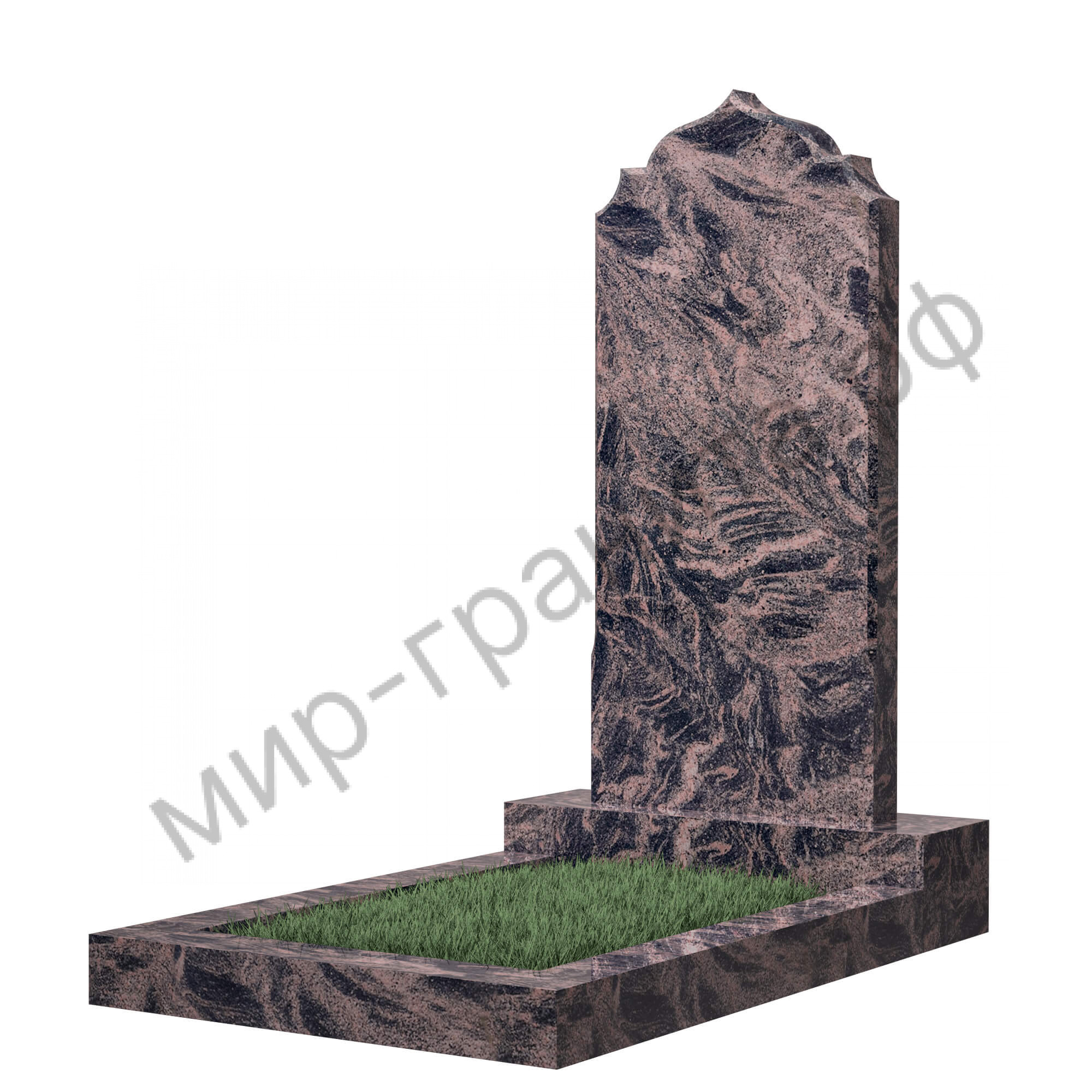 Памятник №19 резной вертикальный 1000*450*70 (Индия, коричневый К11)