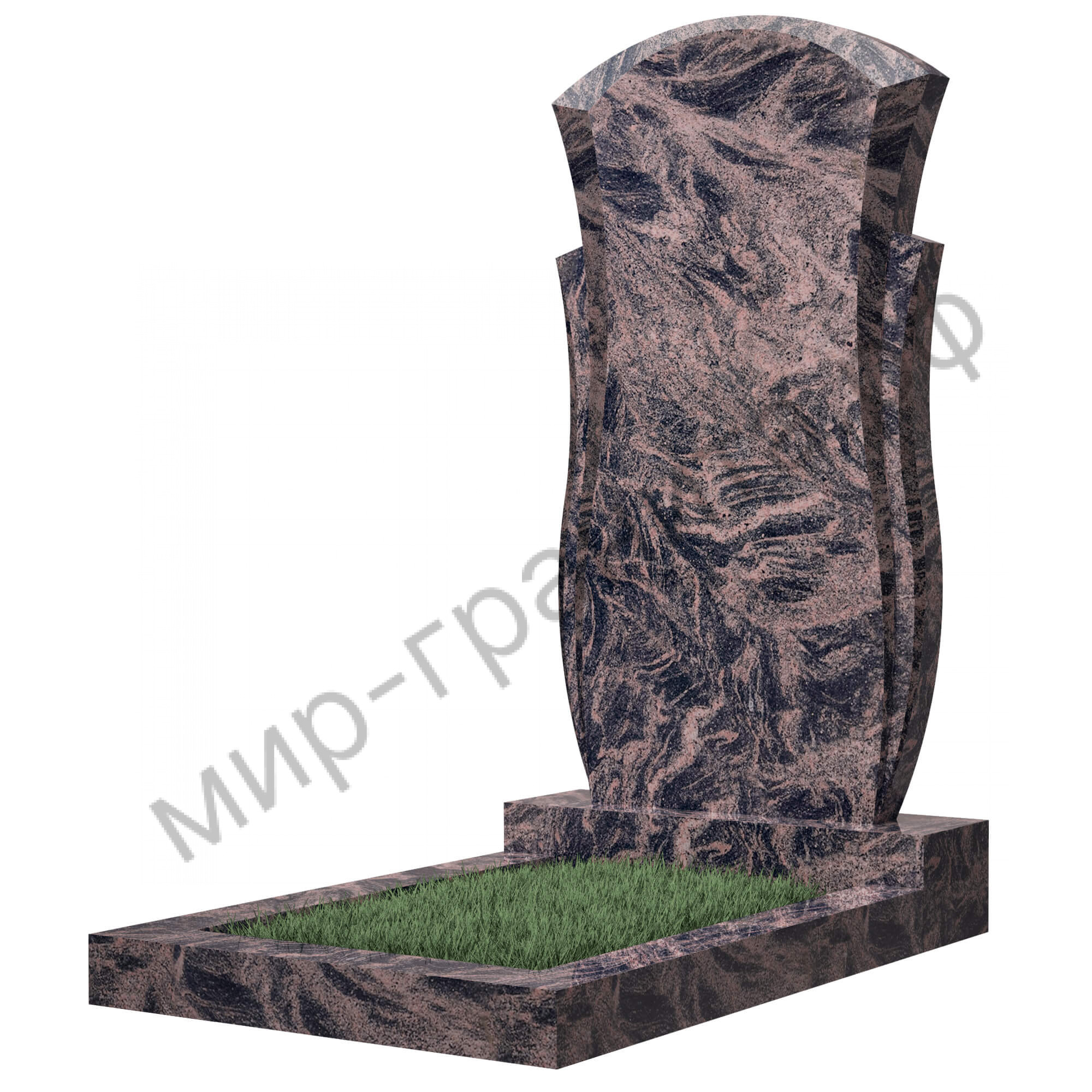 Памятник №82 резной вертикальный 1100*600*70 (Индия, коричневый К11)