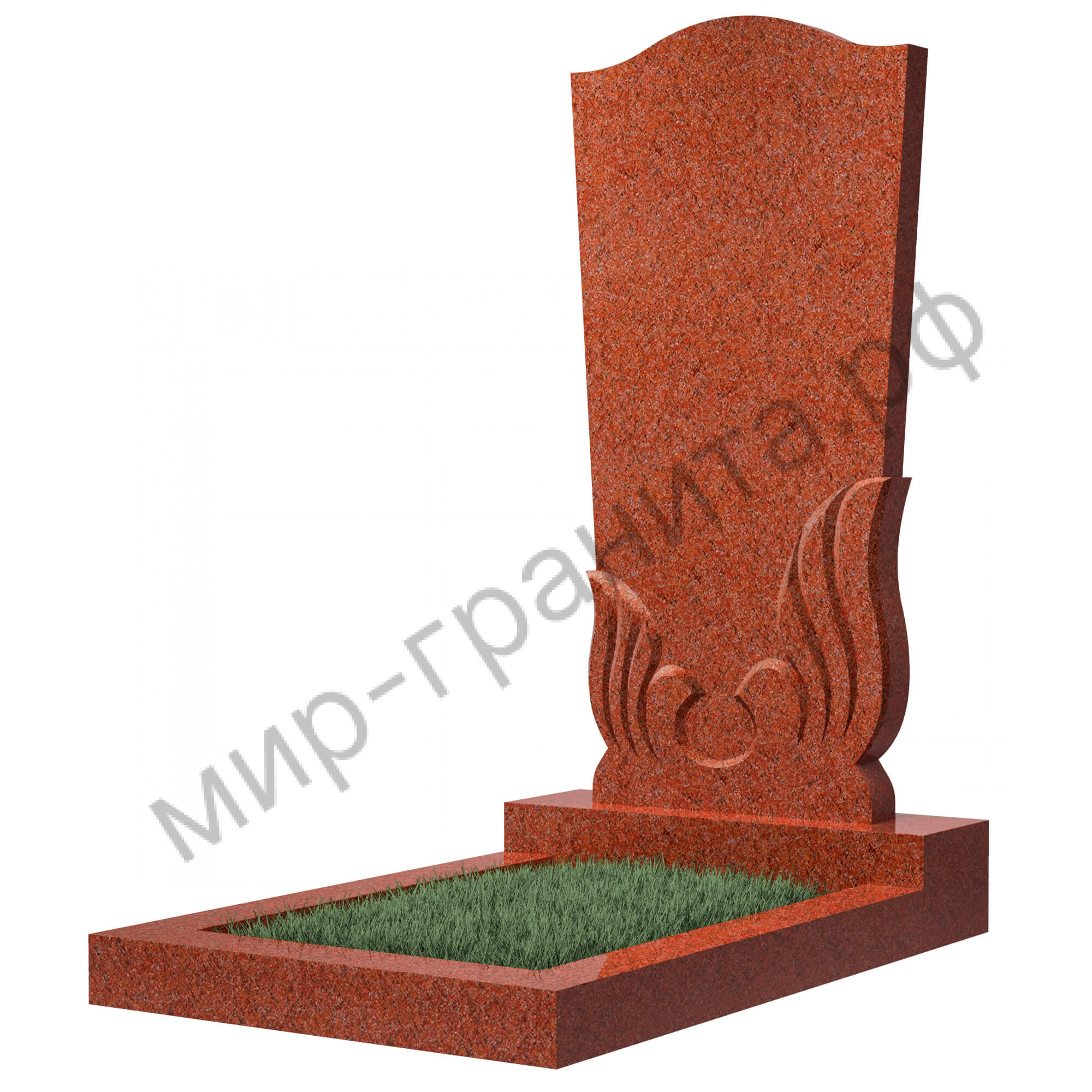 Памятник №32 резной вертикальный 1100*500*70 (Индия, красный К05)