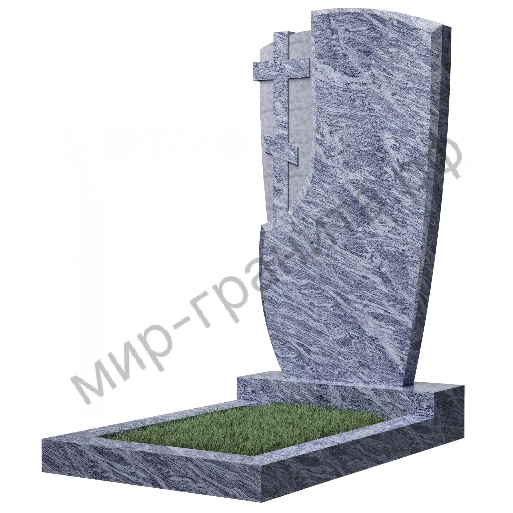 Памятник №75 резной вертикальный 1100*600*70 (Индия, голубой К10)