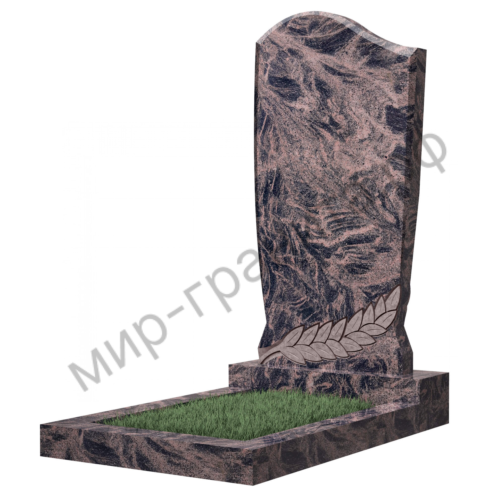 Памятник №96 резной вертикальный 1100*550*70 (Индия, коричневый К11)
