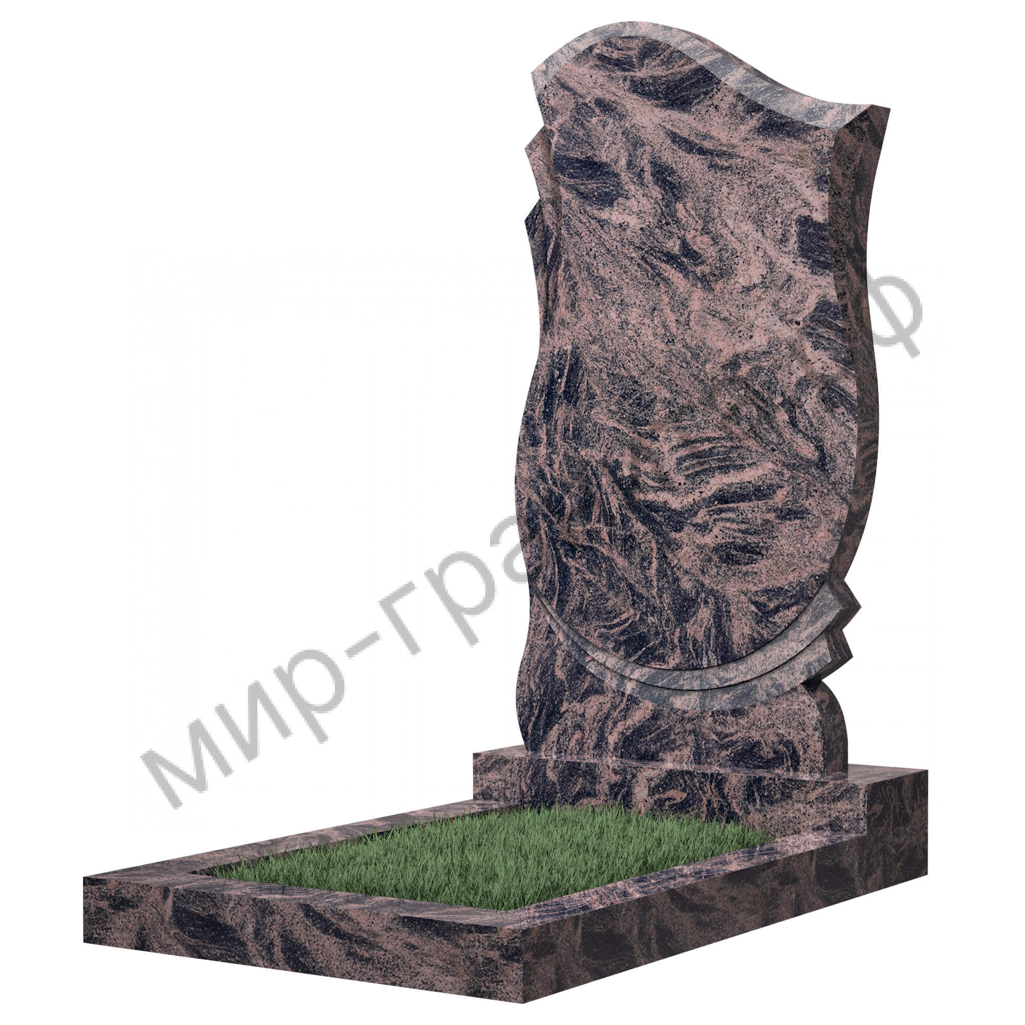 Памятник №58 резной вертикальный 1100*600*70 (Индия, коричневый К11)