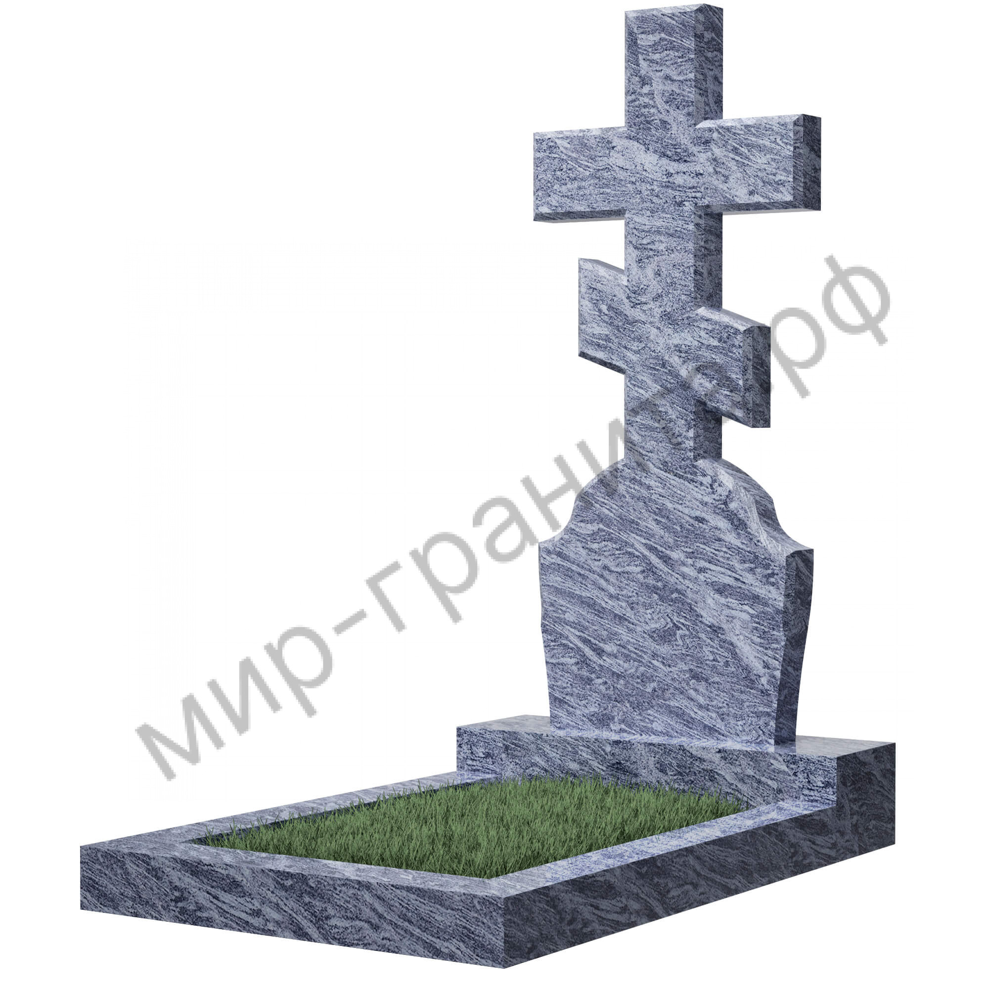 Памятник №40 резной вертикальный 1200*500*70 (Индия, голубой К10)
