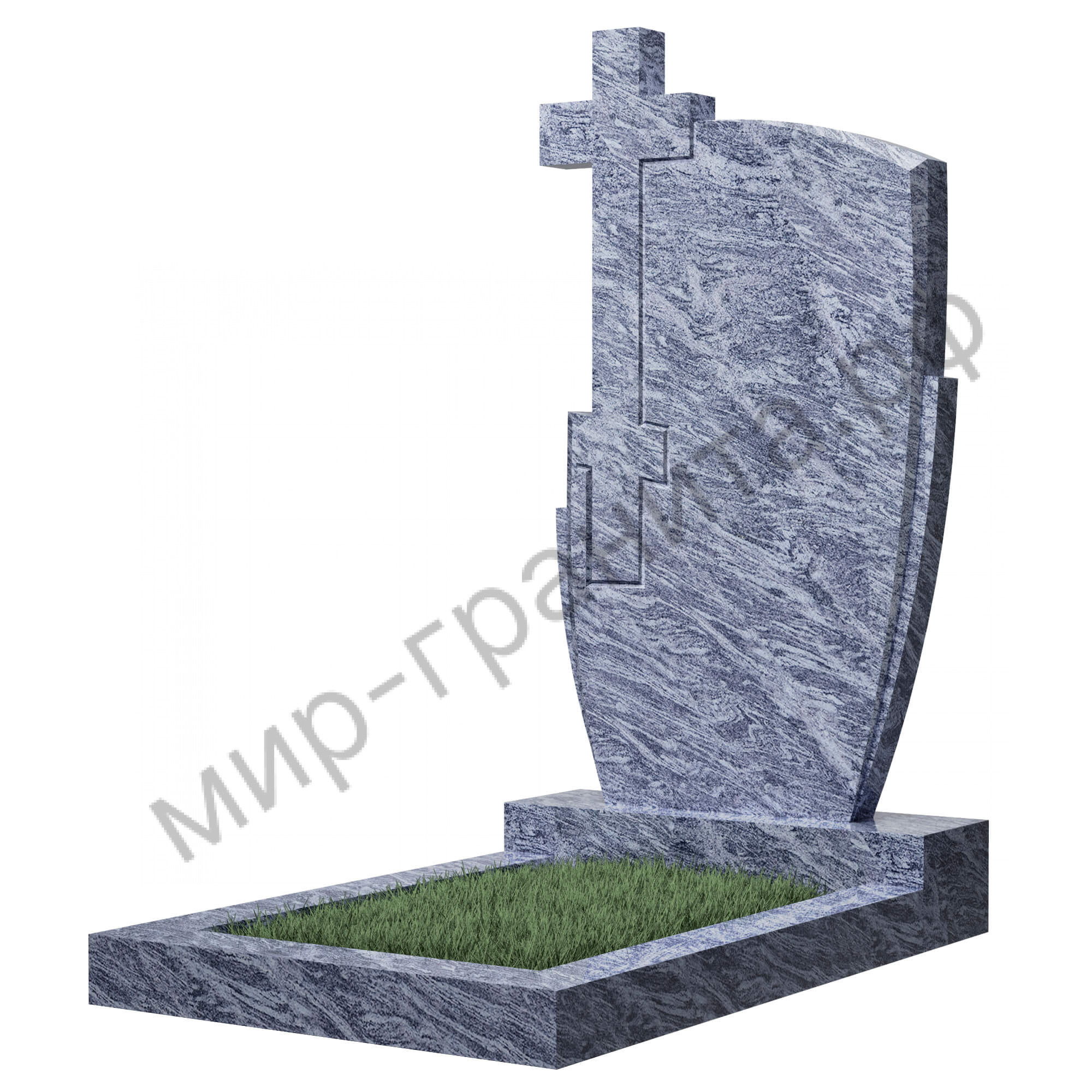 Памятник №78 резной вертикальный 1100*600*70 (Индия, голубой К10)