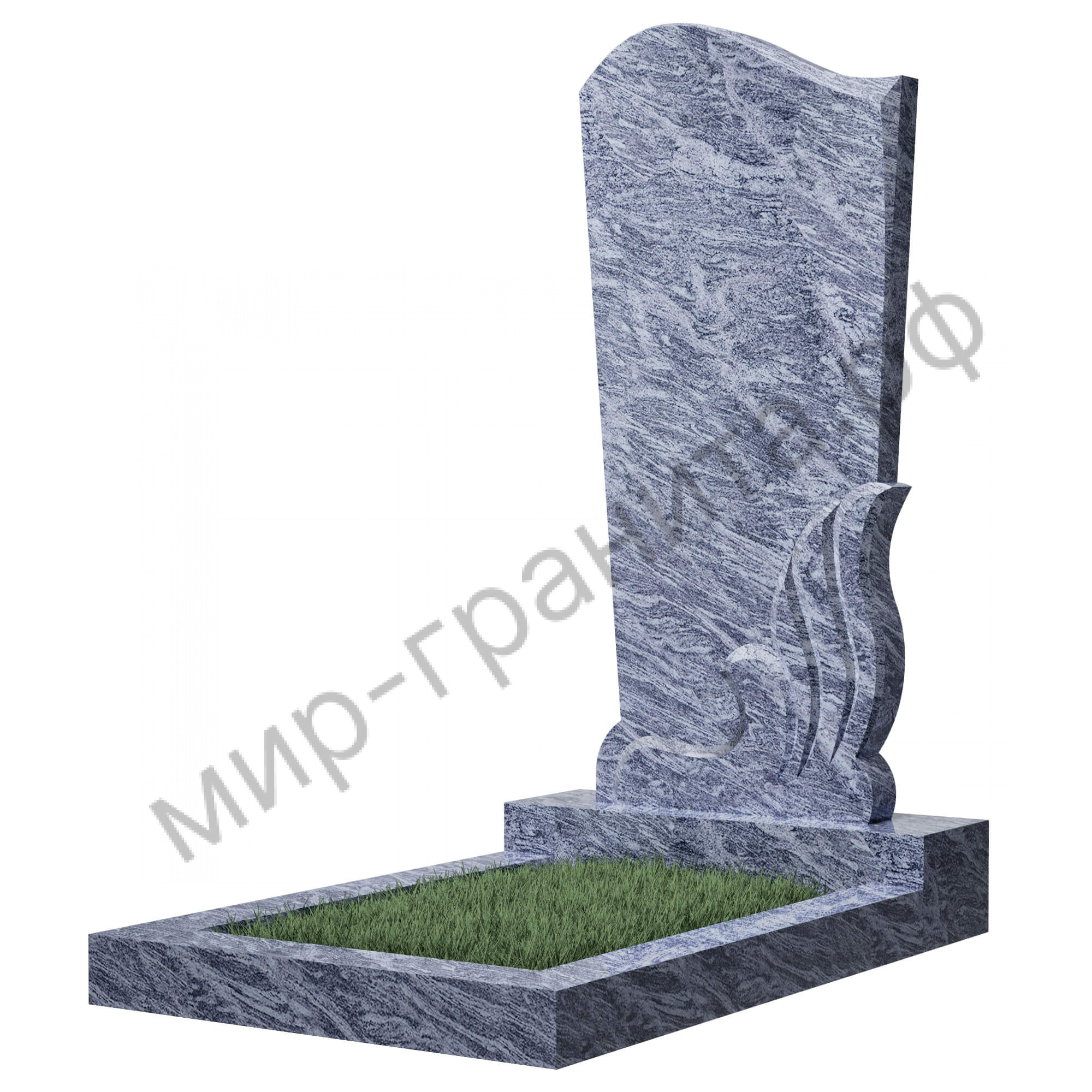 Памятник №33 резной вертикальный 1100*500*70 (Индия, голубой К10)
