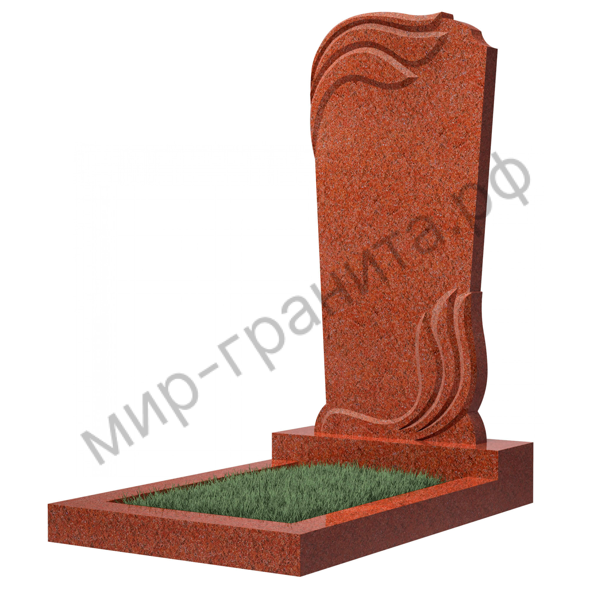 Памятник №36 резной вертикальный 1100*500*70 (Индия, красный К05)