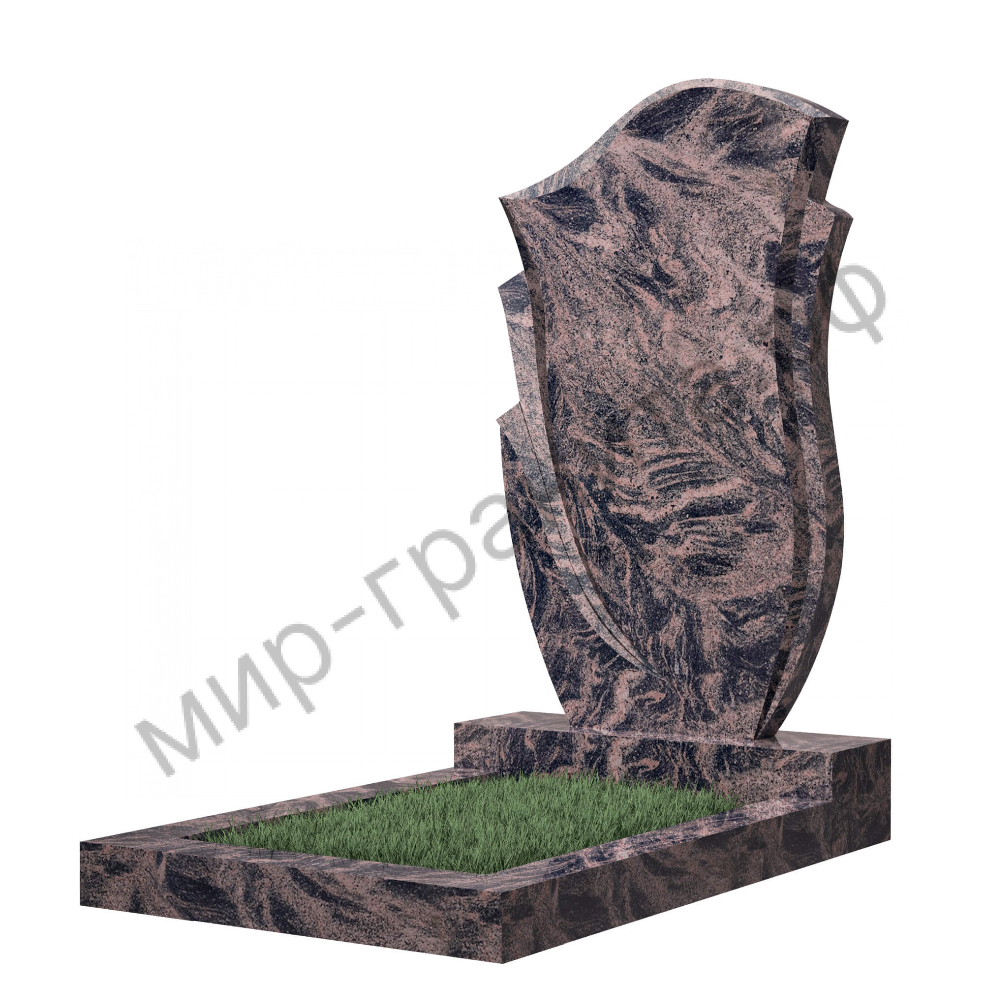 Памятник №55 резной вертикальный 1000*600*70 (Индия, коричневый К11)